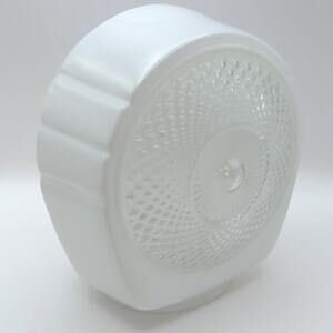 Vintage White Glass Porch Light Shade with Prismatic Lens Fixture 5.75 in Tall